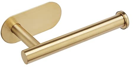YUET Toilet Roll Holder Wall Mounted, Gold Self Adhesive Toilet Roll Holder SUS 304 Stainless Steel Toilet Paper Holder No Drilling for Bathroom (Brushed Brass)