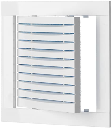 Rejilla de ventilación de plástico blanco con filtro, 150 x 150 mm, rejilla híbrida, tapa de revisión