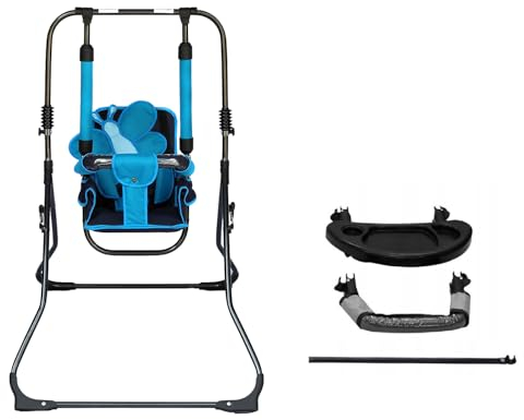 2in1 Skyline Kinderschaukel Babyschaukel Babywippe Zimmerschaukel Gartenschaukel Indoor Outdoor Baby Schaukel und Hochstuhl in einem Sicherheitsgurt mit Bügel kompakt zusammenklappbar Drinnen Draußen