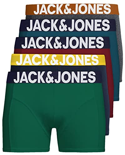 JACK & JONES Herren Unterhosen 5er Set Pack Männer Boxershorts Weiss schwarz blau grau Trunks 12204864, Mix 3, M