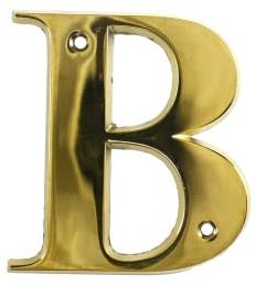 UAP House Numbers - 3 Inch Door Numbers Signature Screw Fix Bevelled Edge For Front Door, Address Number Screw On For Doors And Gates, Letter Times Roman Font (Letter B, PVD Gold)