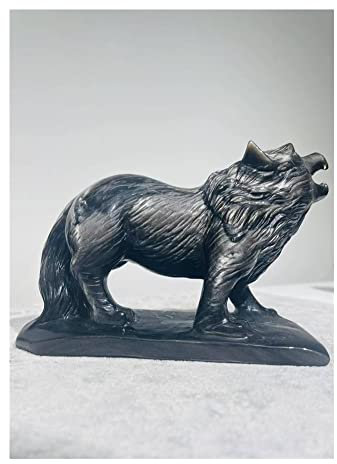 DOUPE Glücklicher Heilungskristall Silberes Obsidian Tier Wolf Tisch Ornament Landschaft Schnitzen Modell Weihnachtsdekoration Skulptur for Zuhause Dekorationsgeschenke (Size : 1pc)