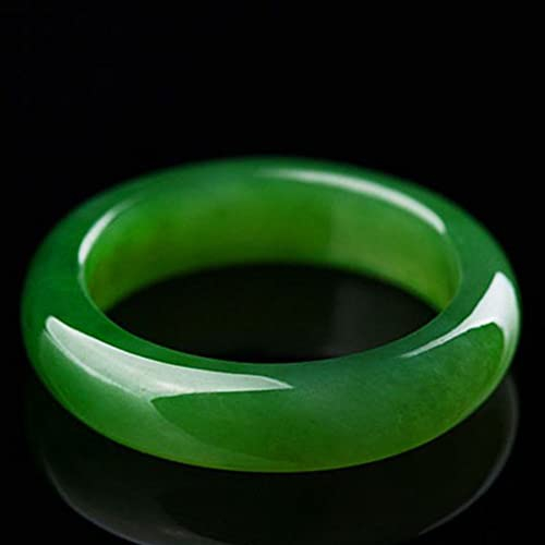 zhuBAOHE Natürlicher Smaragd-Jade-Ring Eheringe für Männer und Frauen Feng Shui Xinjiang Hetian Jade Jaspis-Bandringe,20mm