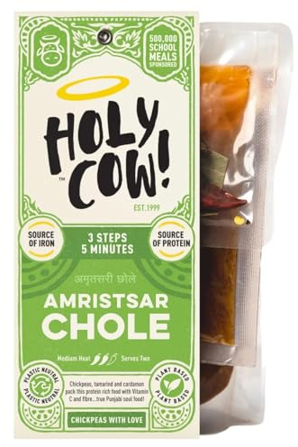 Holy Cow! Daal Curry Kit (5 x 400 g) Amritsari Chole, Ceci Senza Glutine Vegan Curry Kit Spuntini Indiani, Piatti Indiani Pronti Ceci, Tamarindo, Cardamon.