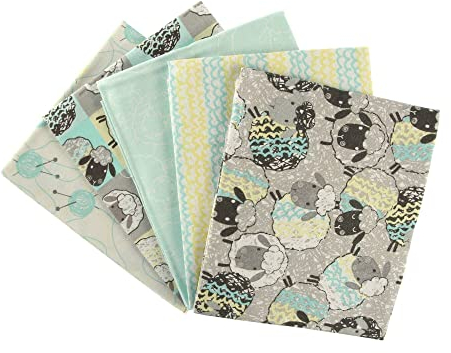 Fabric Palette Strickschaf Baumwolle Fat Quarters Paket mit 5 Stück (45,7 x 53,3 cm), 100 % Baumwolle (ideal zum Basteln, Quilten, Patchwork, Kinderzimmer)