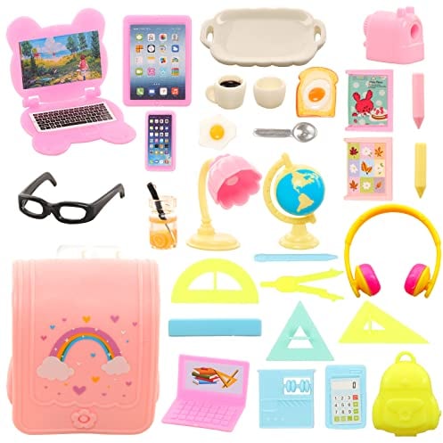 Festfun Doll Accessories Bag Laptop Tablet Phone Headset Accessories Age 3+ for 11.5 Inch Doll Playset