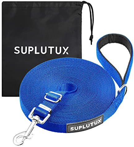 Schleppleine für Hunde, Laufleine für Hunde – Verstellbare Hundeleine mit Gepolstertem Griff inkl. Aufbewahrungstasche, Ideal für Training, Spaziergänge und Outdoor (Blau, 10m/32ft)
