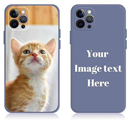 AnNengJing Custom Soft Liquid Silicone Cases Full-Body Protective Personalized Photo Name Text Logo Phone Cover for iPhone 11 Pro Max Lavender