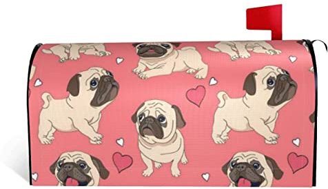 ASEELO Magnetischer Briefkasten-Abdeckung, Mops, Hundedekoration, für den Außenbereich, Standardgröße, 45,7 x 52,8 cm