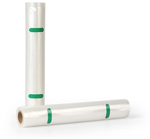 Klarstein Vakuumierbeutel für Vakuumiergerät, 2er Set Vakuumierbeutel Rolle für Lebensmittel, 28x300cm BPA-freie Vakuumierbeutel für Sous Vide, Trockenes/Feuchtes, Wiederverwendbare Vakumierbeutel