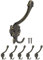 Fuxxer® Klassische Garderoben-Haken, Doppel-Haken, Hut-Haken, Kleider-Haken, Antik-Design, 5er Set, bronze (groß)