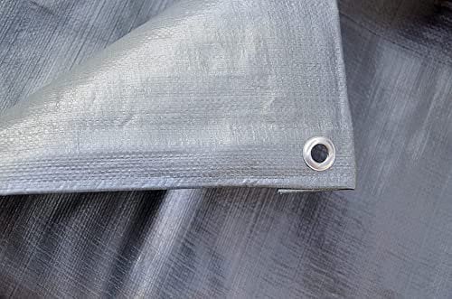 Telo Telone Occhiellato Antistrappo Impermeabile per coperture Polietilene Multiuso (3x4 metri, Grigio 180 gr/mq)