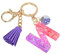 Jaoxiuozi Cute Car Decorations Resin Glittering Letter Keychain, Color Stitching Stitching Flowing Soverell, Purple Drop Glue English Character Key Chain Ball Bead Chain Roll (N, One Size)
