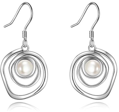 POPLYKE Freshwater Pearl Dangle Earrings for Women Sterling Silver Pearl Earrings for Women Pearl Jewelry Gifts