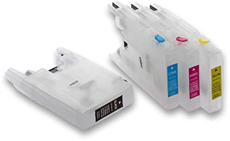 vhbw 4er-Pack Refill Tintenpatrone Leer Mehrfarbig kompatibel mit Brother MFC-J6910, MFC-J6910DW, MFC-J825 Drucker, CISS (Kompatibel)