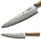 CLASSE ITALY Coltello Chef Trinciante Gyuto cm 23 in Acciaio Giapponese AUS 10 a 67 strati, Affilato a mano, Manico in Olivo, Panno pulizia incluso