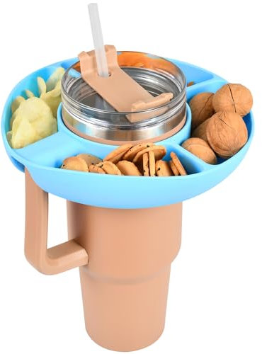 Bowl for Stanley Cup 40 oz Tumbler, Quencher Snack Tray With Handle, Reusable Silicone Holder Storage Top Ring, Candy Tray for Kids and Adults