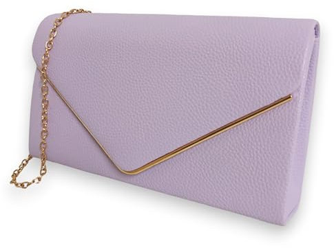 UShopUK Plain Faux Leather Bridal Prom Wedding Evening Clutch Party Purse Shoulder Hand Bag (Lilac)