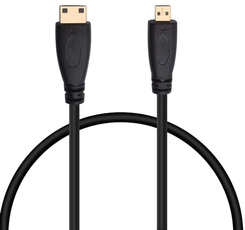 VIEVRE Micro HDMI auf Mini HDMI Kabel 1M, 1080p Audio-Video-Signalübertragung, Kompatibel mit Kamera-Tablet-Monitor