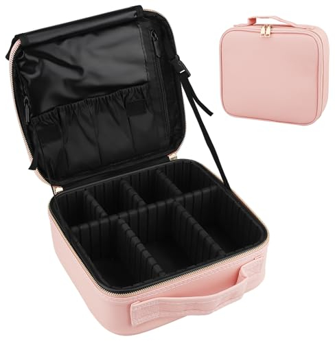 Kosmetiktasche, Reise Kosmetiktasche, Make Up Tasche Organizer, Schmink Organizer, Wasserdicht aus PU-Leder, Große Kapazität mit Trennwand, Geeignet für Schlafzimmer und Reisen (26x23x10cm)