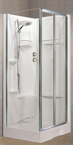 Novellini New Holiday SF Standard 100x80 cm Cabina Doccia Multifunzione Apertura 2 Ante Soffietto Reversibile Miscelatore Termostatico Vetro Trasparente Profilo Silver Ripiani Doccetta Seduta H206 cm