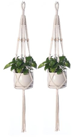 Bkrdty Appendini per Piante in Macramè 2 pezzi Fioriera da Appendere per Piante da Interno Portavaso Pensile per Interni Esterni Giardino, Balcone patio Finestra