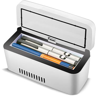 YNAYGDIUGD Mini Portable Réfrigérateur Insuline Car,Refroidisseur D'Insuline Frigo ContrôLe de TempéRature PréCis À 2-8 ° C avec Câble de Charge USB pour Les Voyages Et Le Ménage(Size:1 Battery)