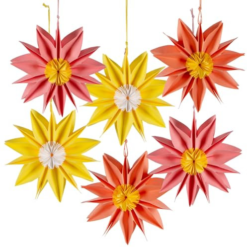 Logbuch-Verlag 6 große Blumen aus Papier mit Magnet Ostern Frühling Papierblumen zum Aufhängen Partydeko Geburtstag Sommer 15 cm pink rosa gelb