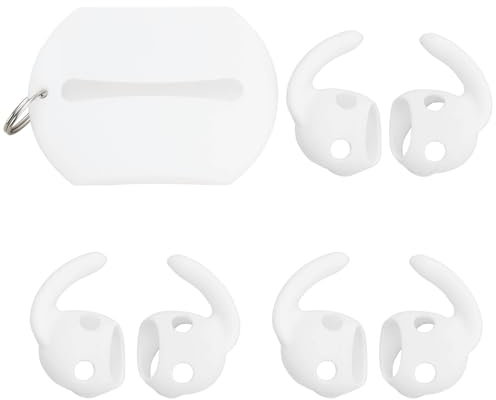 Be In Your Mind 3 Pairs Ear Hooks Anti-Slip Ear Silicone Covers with Extra Silicone Pouch Earphone Accessories Compatible with B-eats Studio Buds 2021,White