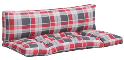 vidaXL Palettenkissen 2-TLG., Palettenpolster für Europaletten, Palettensofa Kissen Indoor Outdoor, Palettenauflage Sitzkissen Rückenkissen, Rot Karomuster Stoff