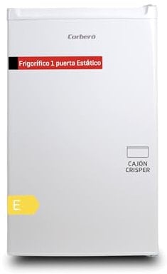 Corberó - Frigorífico 1 Puerta | CF1PM8024 | 80L | Congelador 12L | Crisper | Descongelación Manual | 4 Estrellas | Estantes de Cristal | 41 Db | Inox