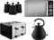 Tower Sera 1.7L 3KW Pyramid Kettle, 4 Slice Toaster & Canisters in Black with Smoked Trim Plus 800W 20L Renaissance Microwave T24039BLK. Contemporary Matching Tower Kitchen Set of 6 in Black