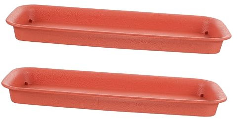 Levemolo Lot De 2 Soucoupes Rectangulaires Anti-Fuite pour Pots De Fleurs, Bac Récupérateur d'eau en Plastique Solide, 40 Cm Brique, Accessoires pour Plantes D'intérieur Et Jardin
