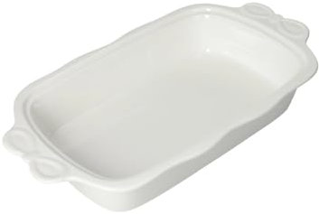 Pirofila da Forno in Ceramica Fiocco Brandani 52911 Grande Bianca Casseruole da Forno Rettangolare