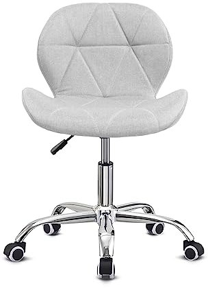Hadwin Modern Fabric Swivel Office Chair, Height Adjustable Padded Armless Desk Chair with Wheels for Home Office, Grey