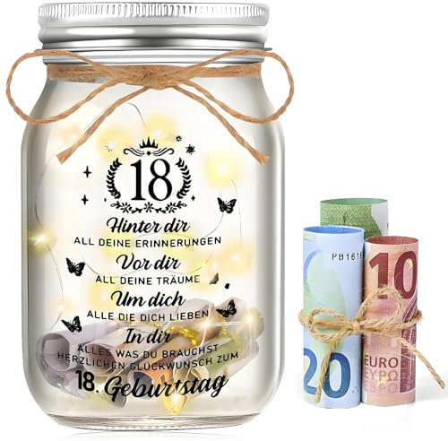 Haokelai Geschenke zum 18 Geburtstag Mädchen Junge, LED Geldgeschenke 18.Geburtstag, Geburtstag Geldgeschenke Verpackung, 18 Geburtstag Geschenk für Beste Freundin