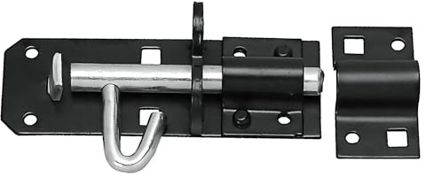 Heavy-Duty Sliding Bolt Lock for Doors and Gates, Black, 75-200 cm (Black, 100mm (4))