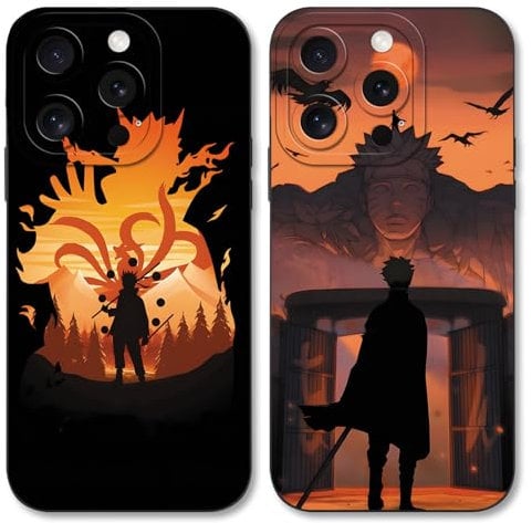 2 Pack Phone Case For iPhone X/XS 5.8 inch, Anime Japanese Manga Uchiha Itachi Sasuke Cartoon Manga Pattern Shockproof Soft Aesthetics Design Full lens Protection Cover for Children Boy Girl, Black