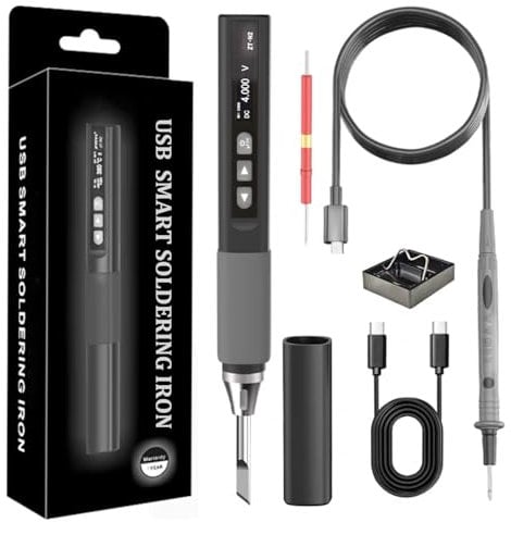 Treedix 2 in1 Smart Multimeter&Cordless Soldering Iron kit, DC5V-20V 212℉~842℉ Portable Soldering Iron Pen, Rechargeable Cordless Soldering Kit Support PD/QC Protocol, Thermostatic Mode