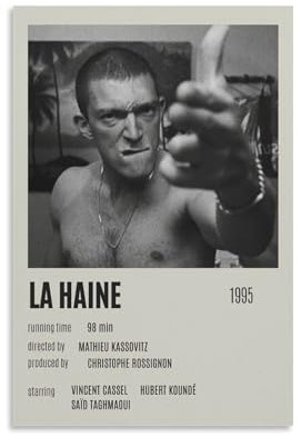 YRAEYWAER Filmposter La Haine 1995, ästhetische Dekoration, Wohnzimmer, modern, Familie, Schlafzimmer, Wohnzimmer, Wandkunst, Dekoration, Poster, 20 x 30 cm, ungerahmt, 4 Stück