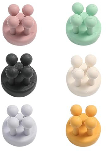 6 Pcs Silicone Toothbrush Holders, Multi-Function Hook Razor holder,Waterproof Self Adhesive Wall Mounted Single Hook for Wall or Glass for Hanging Bathroom Kitchen Living Room Toothbrush head holder