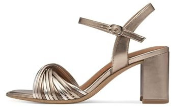 Tamaris Damen Sandalette mit Blockabsatz, metallic, 39 EU
