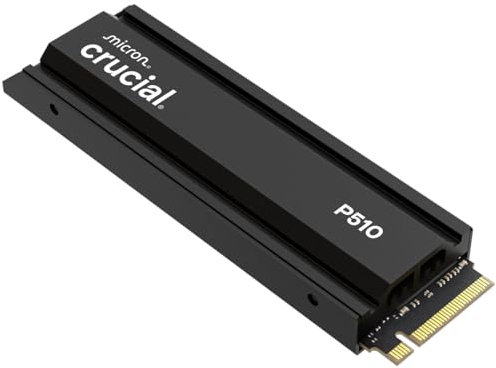 Crucial P510 1TB SSD NVMe M.2 PCIe 5.0 x4 Gen5 with Heatsink, Read/Write Speeds up to 11,000/9,500 MB/s, Desktop PC and PS5 Compatible, Solid State Drive - CT1000P510SSD5-01