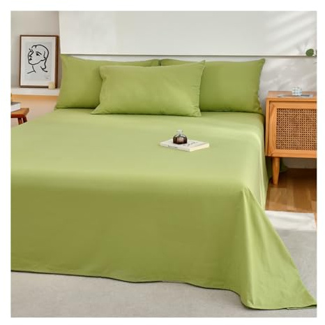Betttuch ohne Gummizug Bed Sheets Betttuch ohne Gummi und Laken Bedsheets 100% Gewaschene Baumwolllaken Weiches und Atmungsaktives(Fruit Green,160x230cm)