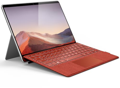 Surface Pro Tastiera 7 Colori Retroilluminato Tipo Cover per Microsoft Surface Pro 7 Plus 7/6/5/4/3 Bluetooth 5.3 Tastiera Wireless Portatile Ultra-Sottile con Touchpad Rosso
