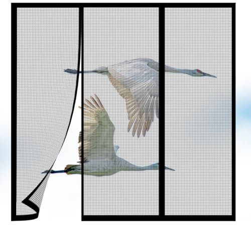 Fliegengitter mit Magnetverschluss – ideal für Balkon-, Schiebe- und Zimmertüren Schwarz 220x220cm