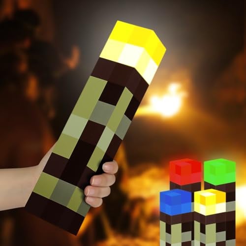 HOTUT Light-up Wall Torch Light, 11 Inch LED Night Light, 4-Color Night Light, Wall Mount or Hand Held USB Rechargeable Night Lamp Gift for Kids, Living Room Bedroom Gaming Room Role-Playing