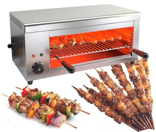 2000-W-Elektro-Salamanderofen FüR Die Tischmontage, 50–300 °C, Wandmontierbarer Automatischer Fisch-GemüSe-Grill, Edelstahl-Steakgrill, Herausnehmbare ÖLauffangschale, Verstellbare GrillhöHe