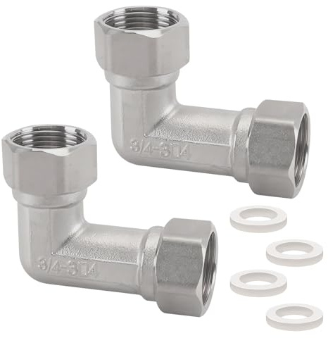 2 Stück 3/4 Zoll Edelstahl Beweglich Verschraubung, 3/4 IG X 3/4 IG | 304 Edelstahl Winkel 90°, DN20 Verschraubung, 90 Grad Winkelverschraubung für Wasserinstallationen und Zentralheizungssysteme