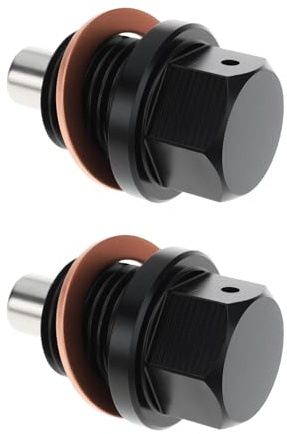 SG Store Lot de 2 Vis Magnétiques pour Bouchon de Vidange D'huile M14 X 1,25 Mm avec Rondelle en Aluminium Noir Compatible avec Citroën